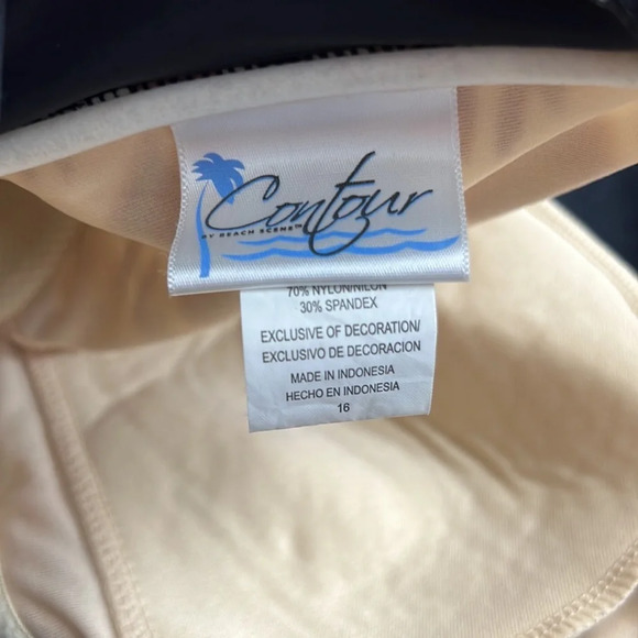 Contour By Beach Scene Black Tan Patterned Halter One Piece Swimsuit Womens 16 - Picture 7 of 8